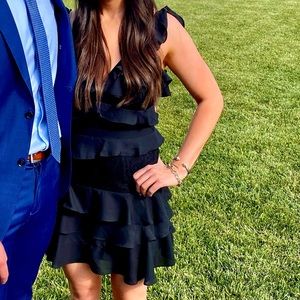 Bardot Babylon Black Ruffle Lace Mini Dress